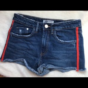Zara | orange striped trafaluc jean shorts…